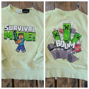 ZARA / MINDCRAFT SZ 6Y VGUC LIME GREEN BLOCKS TNT Boom sweatshirt